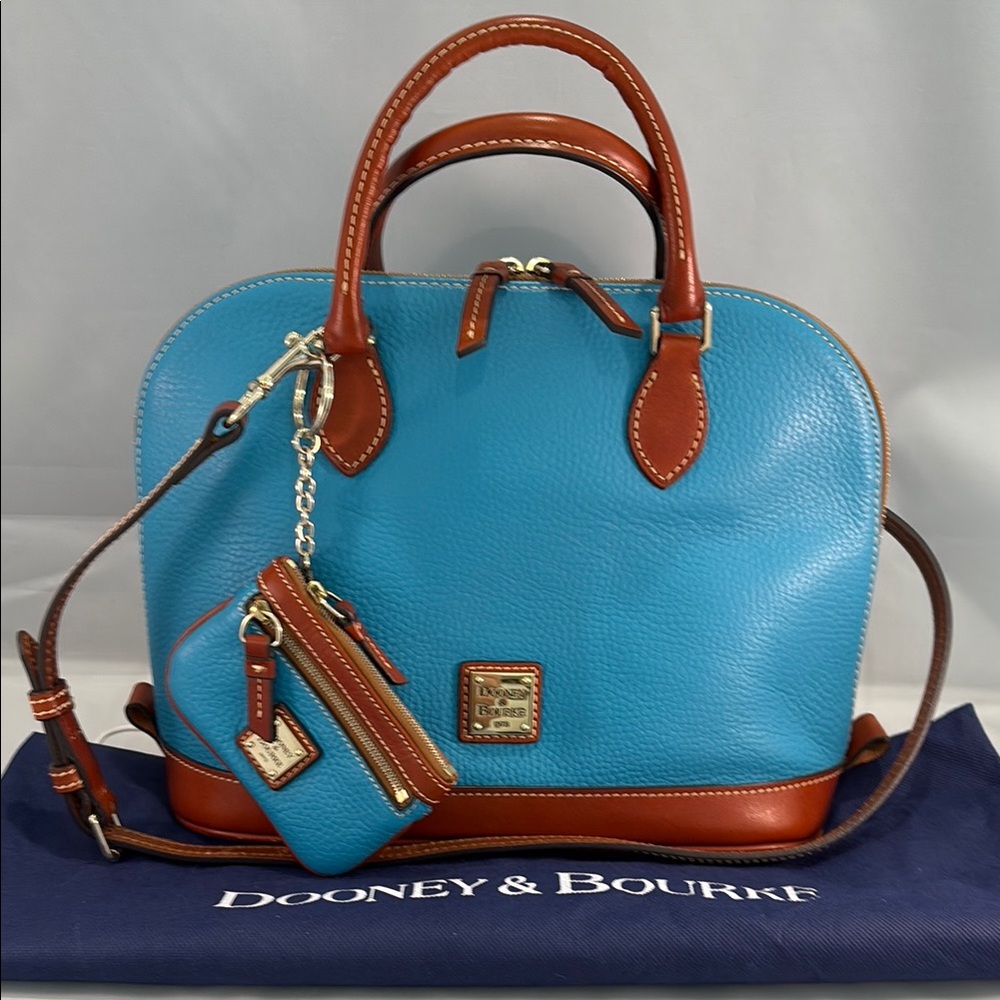 Dooney & Bourke Turquoise Zip Zip Satchel plus Coin Case